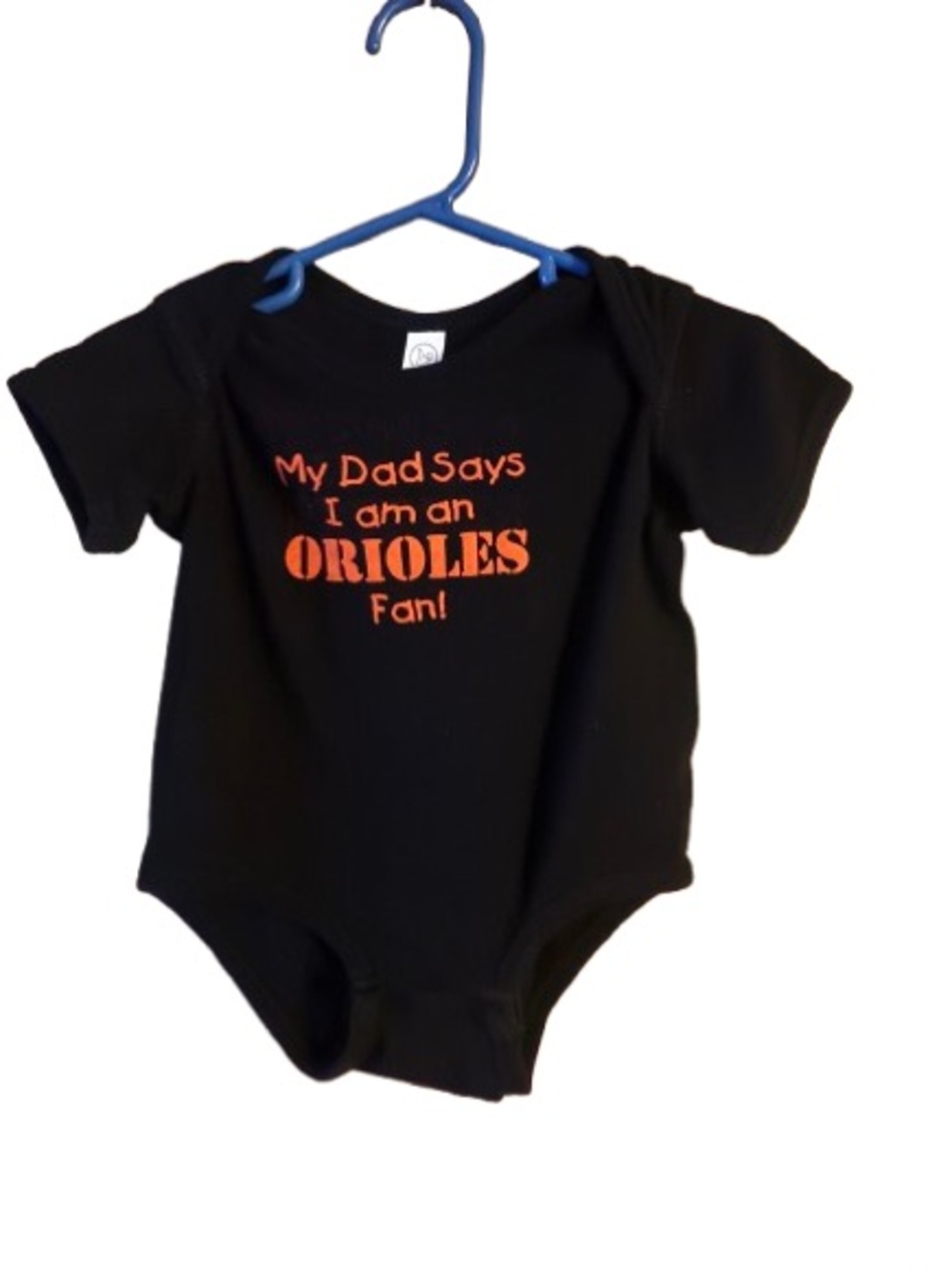 Kids Black Onesie with Orange 'Orioles Fan' Graphic